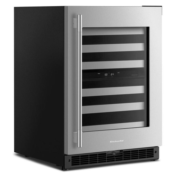 Kitchenaid® 24" Undercounter Wine Cellar with Full-Extension Metal-Front Racks KUWR324SSB