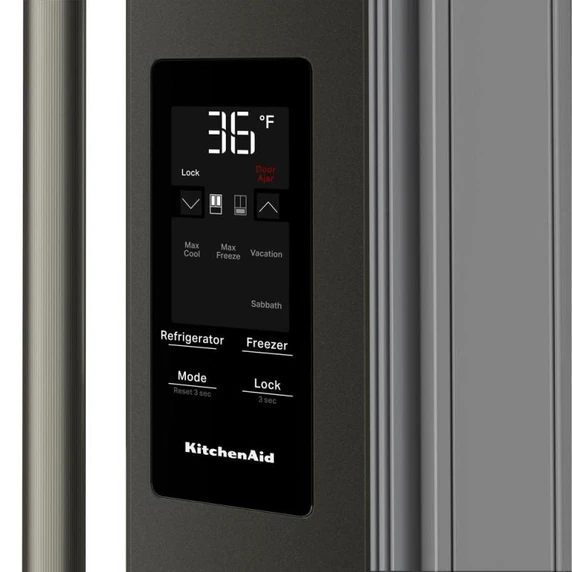 Kitchenaid® 29 cu. ft. French Door Refrigerator with Exterior Water and Ice and FreshChill™ Full-Width Refrigerated Drawer KRMF436SBE