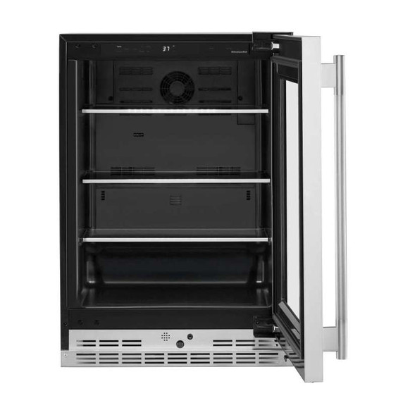 Kitchenaid® 24" Undercounter Refrigerator with Glass Door and Shelves with Metallic Accents KURR524SPS