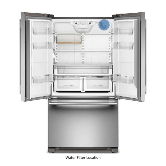 Kitchenaid® 20 Cu. Ft. 36-Inch Counter-Depth French Door Refrigerator with Internal Water Dispenser KRFC136SPS
