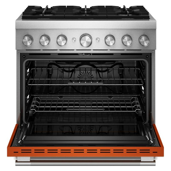 Kitchenaid® 36-Inch 6 Burner Commercial-Style Dual Fuel Range with No Preheat Air Fry Mode KFDS936SSC