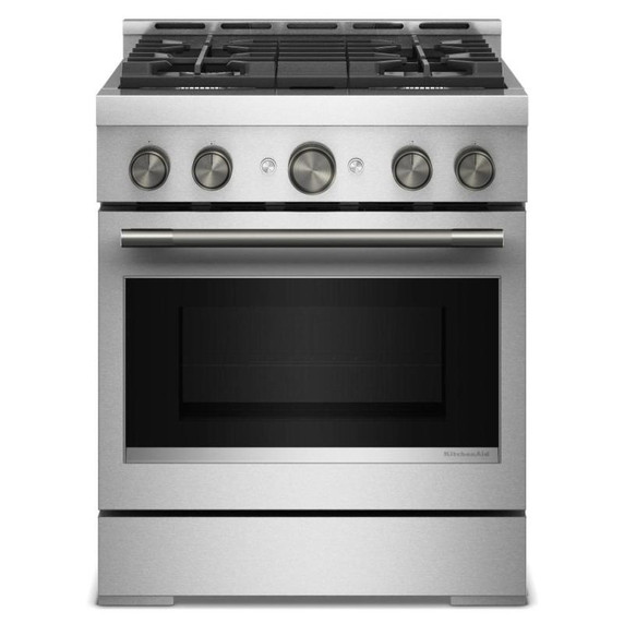 KitchenAid® 30-Inch 4 Burner Commercial-Style Gas Range with No Preheat Air Fry Mode KFGS930SSS