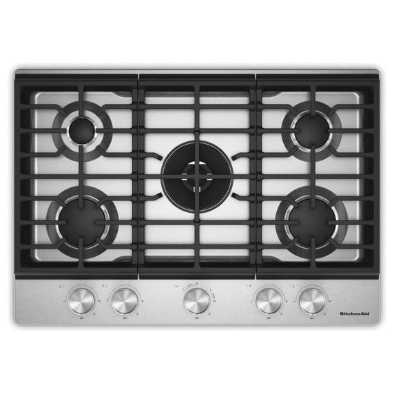 Kitchenaid® Gas-on-Metal Cooktop with an Integrated Wok Grate and CookShield™ Finish KCGK530SSS