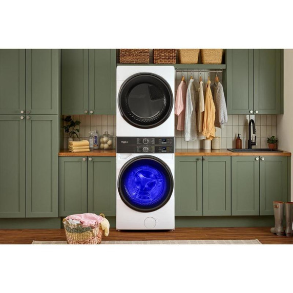 Whirlpool® Smart ENERGY STAR® Front Load Laundry Tower 5.2 cu. ft. Washer & 7.4 cu. ft. Electric Dryer with UV Clean Technology and FreshFlow™ Vent System YWEF5727TW