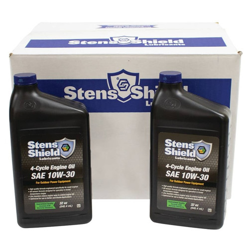 Stens Shield 4-Cycle Engine Oil SAE 10W-30, Twelve 32 oz. (946.4 ml) Bottles  Stens Shield 4-Cycle Engine Oil SAE 10W-30, Twelve 32 oz. (946.4 ml) Bottles