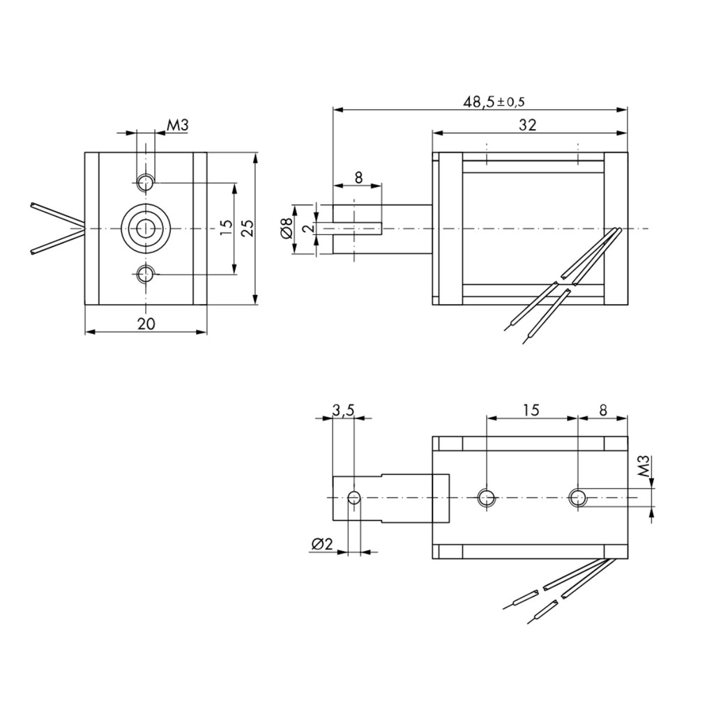 Kuhnke Linear Pull-Type Solenoid H2206 dimensions