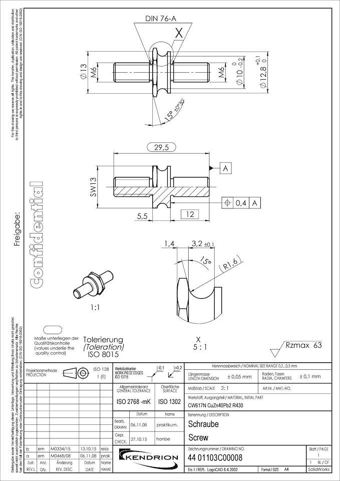 LHP M6 Brass Screw Adaptor - Male Threads