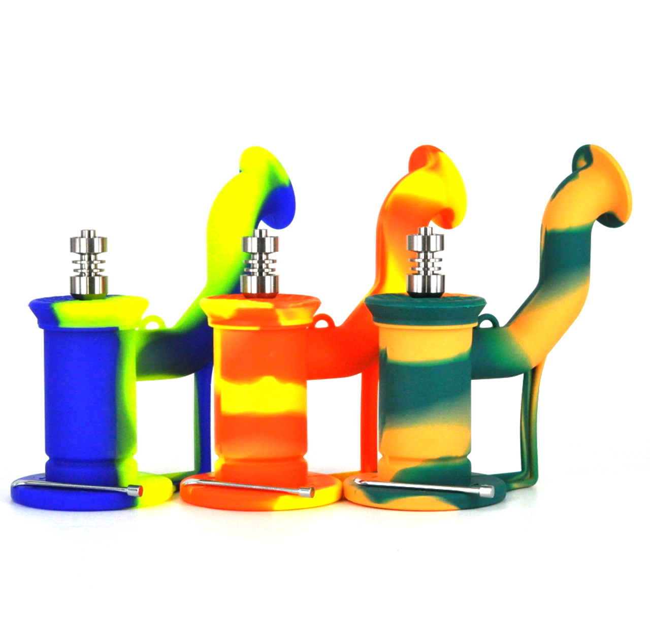 Silicone Dab Rig w/ Titanium Nail (Assorted Colors) - Puffr