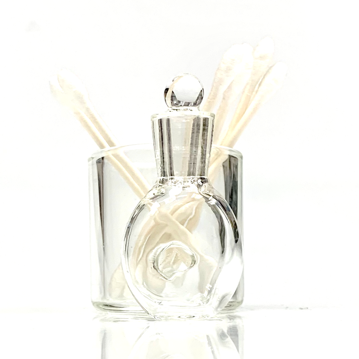 Clear Glass Cotton Swab QTip Holder / Alcohol ISO Station 2.5" Puffr