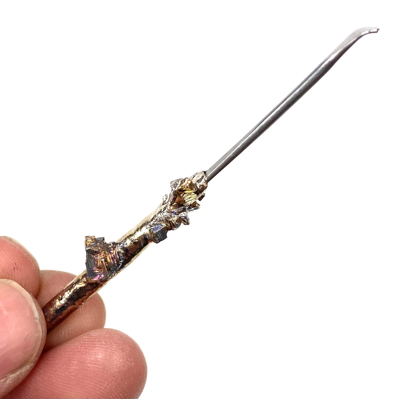 Fractal Bismuth Crystal Wax Carving Tool 3 on Stainless Steel