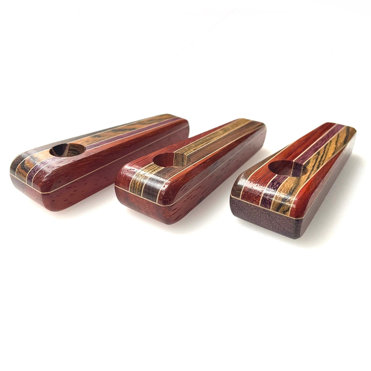 Mini Wood Stash Box with 3 Silicone Hand Pipe & Bic Lighter