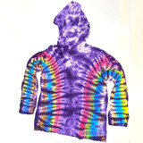 Purple Second In Command Tie Dye Long Sleeve Cotton Pullover w/ Zipper & Hood (EXTRA LARGE)