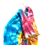 Tie Dye Long Sleeve Cotton Pullover w/ Buttons & Hood (MEDIUM)