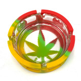 Pot Leaf Safety Glaashtray Glass and Silicone Ashtray 1 Count Assorted Colors 4.6"