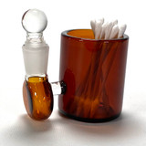 Amber Large 3" Heady Glass Cotton Swab Q-Tip Holder / Alcohol ISO Station