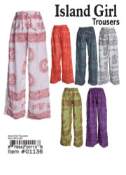 Island Girl Printed Trousers 1 Count Assorted Sizes and Colors