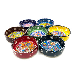 Hand Painted Turkish Ceramic Ashtray Assorted Colors 1 Count 4.25"