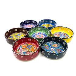 Hand Painted Turkish Ceramic Ashtray Assorted Colors 1 Count 4.25"