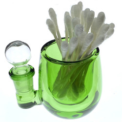 Green Empty Belly ISO Glass Dab Station Cotton Swab Q-Tip Holder / Alcohol 2.75"x 3.5"