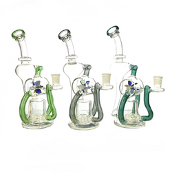 Waterwheel 9"x5" Glass Dab Rig Water Pipe (Assorted Colors)
