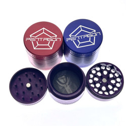 Pentagon 4-Piece Aluminum Herb Grinder with Pollen Catcher & Screen – 1.75" (45mm)