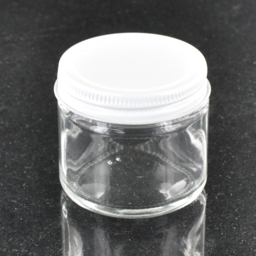 2" 2oz Glass Jar w/ White Lid