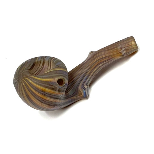 4"-5" Glass Manzanita Wood Finished Glass Sherlock Colorado Blown Hand Pipe