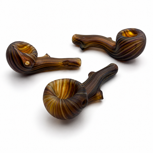 4"-5" Glass Manzanita Wood Finished Glass Sherlock Colorado Blown Hand Pipe
