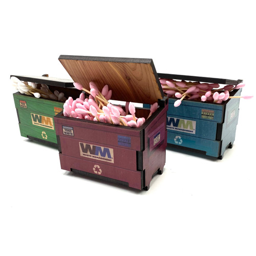 Desk Qtip ISO Dab Dumpstar Dumpster Printed Cedar Box 4.25" x 3" - USA Made 1 Count Assorted Color