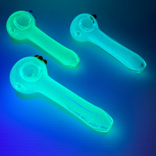 Glow In The Dark Spoons Over Miami 6" Glass Hand Pipe
