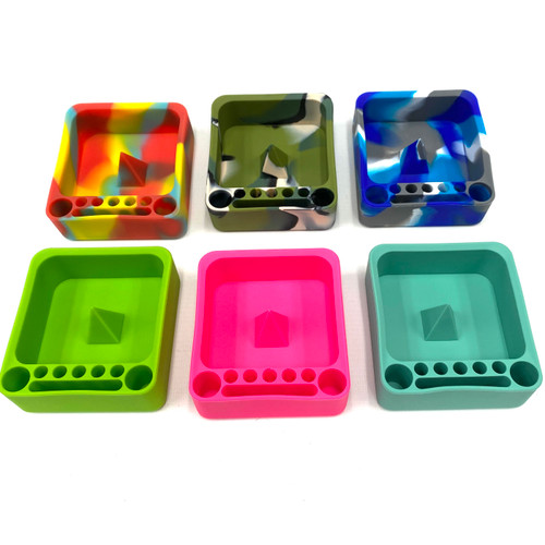 Knockout Bowl Pokey Silicone Ashtray with Tool Area 3"x 3.25" Assorted Color 1 Count