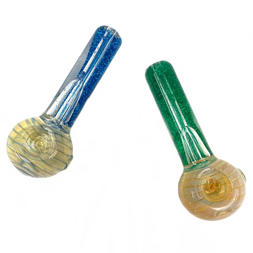 Fumed Head Glitter Glycerin Hand Pipe 5.5" Freezable 1 Count