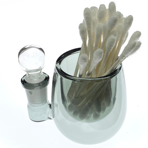 Black Empty Belly ISO Glass Dab Station Cotton Swab Q-Tip Holder / Alcohol 2.75"x 3.5"