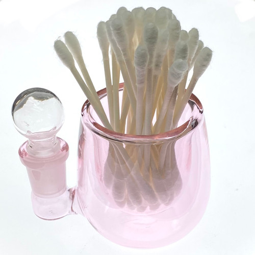 Pink Empty Belly ISO Glass Dab Station Cotton Swab Q-Tip Holder / Alcohol 2.75"x 3.5"