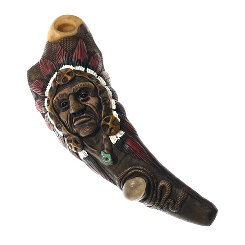 Ceremony Pipe made with Horn, Clay and Tagua 1 Count Assort made in Ecuador