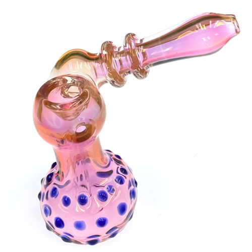 Gold Fumed 6" Sidecar Bubbler Glass Pipe