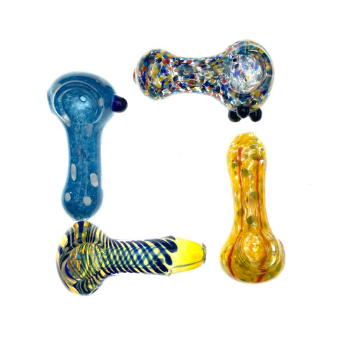 Mini Spotted and Striped 2.5" Glass Hand Pipe 1 Count Assorted Colors and Styles