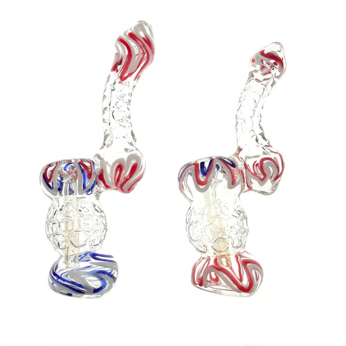Etched Glass Bubbler 7" Hand Pipe 1 Count Assorted