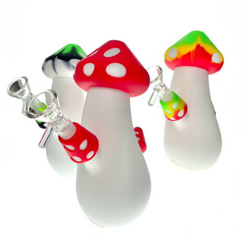 Double Mushroom Silicone Water Pipe, 1 Piece Assorted Species
