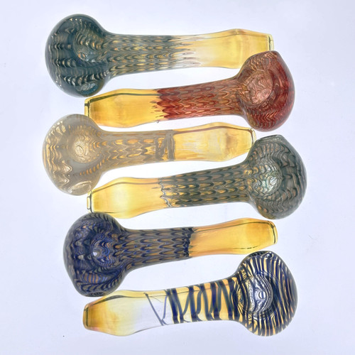 Handcrafted Raked Fumed Glass Spoon Pipe – Color-Changing Artistic Design