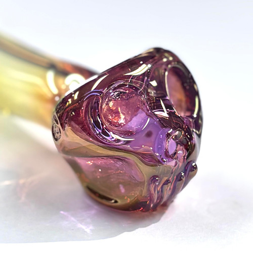 4" Colorado Blown Iridescent Skull Glass Hand Pipe