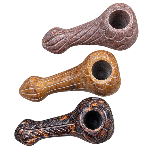 Hand-Carved 4" Natural Stone Pipe – Assorted Colors & Designs (Copy)