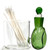 Fresh Green Glass Cotton Swab Q-Tip Holder / Alcohol ISO Station 2.5"