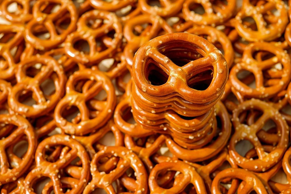 Stack of classic salted pretzels