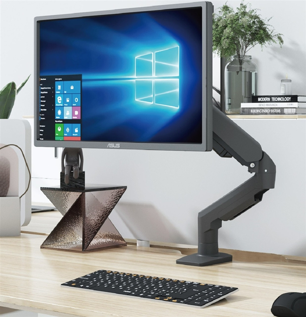 X Pick A Single gas spring articulating monitor arm. Matte