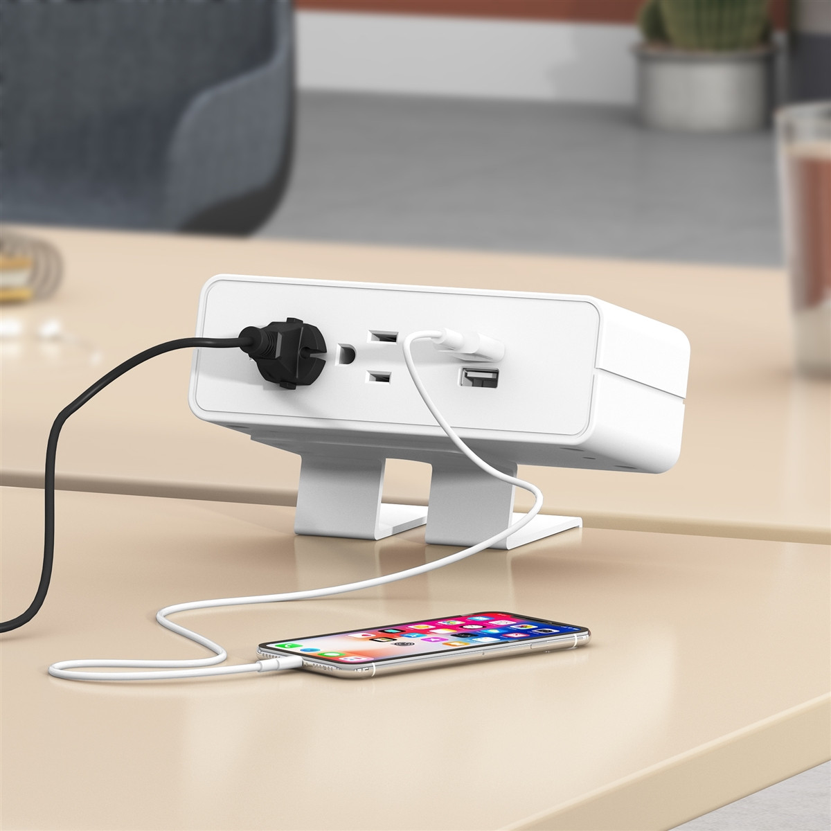 Desk top Duplex power outlet module. White Finish. 2 Duplexs 12 amp and ...