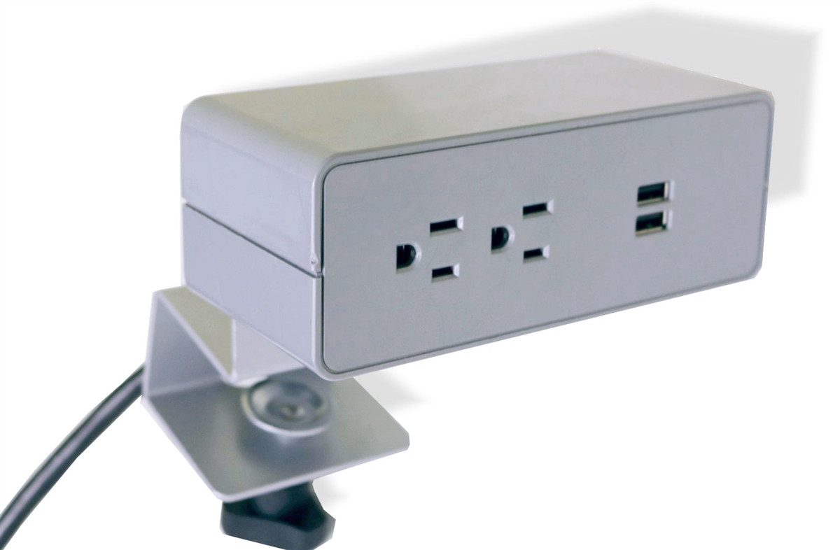 Desk top Duplex power outlet module. Silver Finish. 2 Duplexs 15 amp ...
