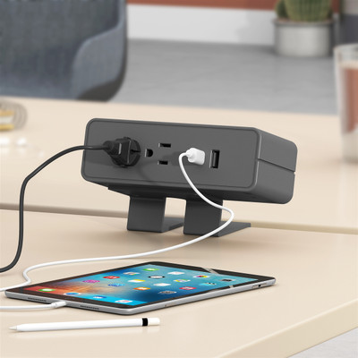 Desktop Power Module 2 Duplex 1 USB A 1 USB C Edge Clamp Black