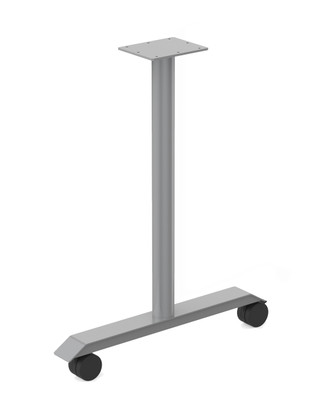 Table Leg T Bevel Base with Casters 24 D Silver