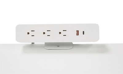 Desktop Power Module Triplex 1USB A 1 USB C Edge Clamp White